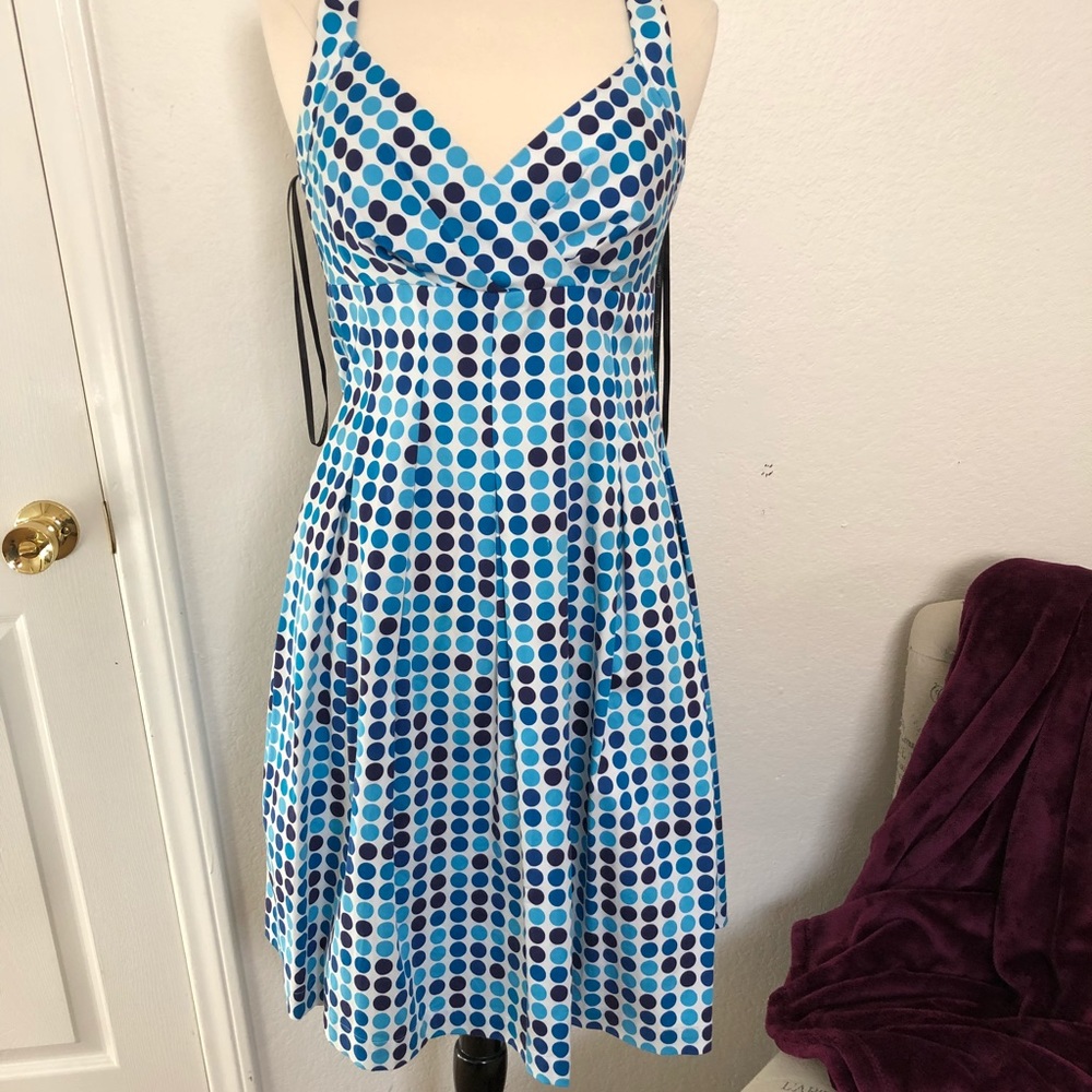 White and blue pin up style dress by Calvin Klein